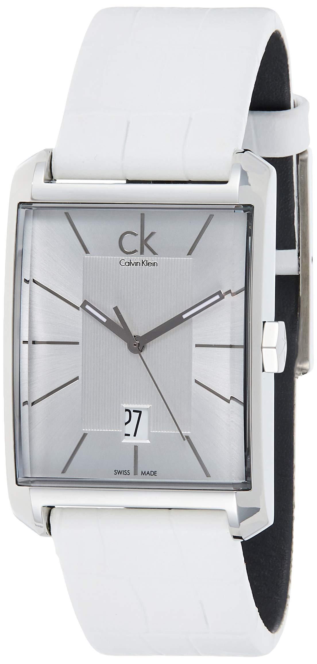  Shop Authentic Calvin Klein Window White Dial White Leather Strap Watch for Men - K2M21120 - Luxxuri