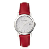  Shop Authentic Burberry The City Silver Dial Red Leather Strap Watch for Women - BU9129 - Luxxuri
