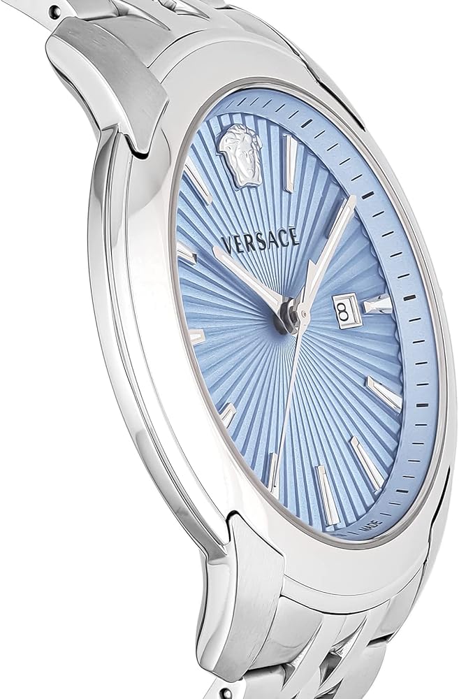  Shop Authentic Versace V-Urban Light Blue Dial Silver Steel Strap Watch for Men - VELQ00419 - Luxxuri
