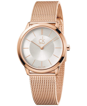  Shop Authentic Calvin Klein Minimal White Dial Rose Gold Mesh Bracelet Watch for Women - K3M22626 - Luxxuri