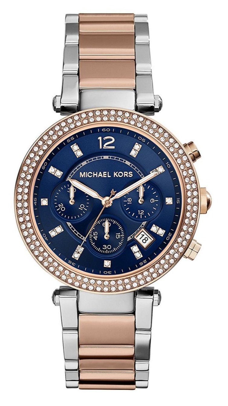  Shop Authentic Michael Kors Parker Blue Dial Two Tone Steel Strap Watch for Women - MK6141 - Luxxuri