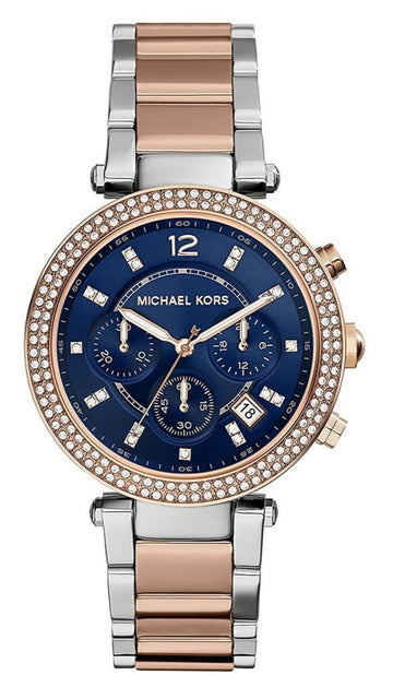  Shop Authentic Michael Kors Parker Blue Dial Two Tone Steel Strap Watch for Women - MK6141 - Luxxuri