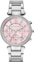  Shop Authentic Michael Kors Parker Chronograph Pink Dial Silver Steel Strap Watch For Women - MK6105 - Luxxuri