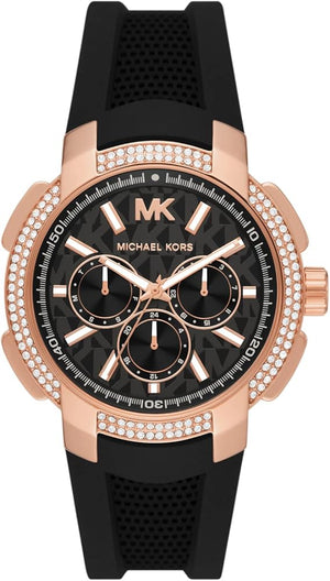  Shop Authentic Michael Kors Sydney Pave Black Dial Black Silicone Strap Watch for Women - MK7245 - Luxxuri