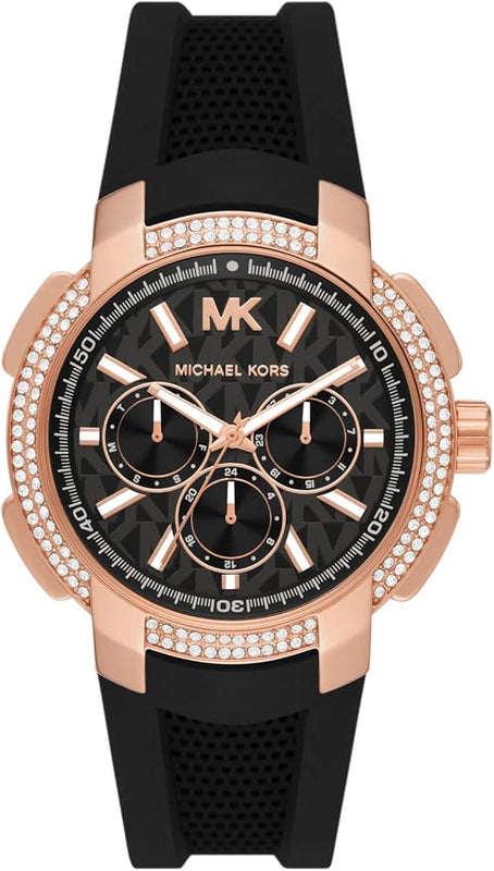  Shop Authentic Michael Kors Sydney Pave Black Dial Black Silicone Strap Watch for Women - MK7245 - Luxxuri