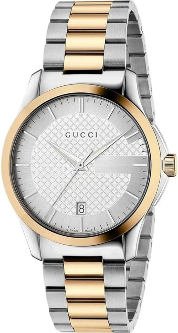  Shop Authentic Gucci G Timeless Quartz Silver Dial Two Tone Steel Strap Watch For Men - YA126450 - Luxxuri