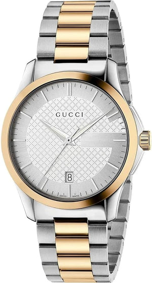  Shop Authentic Gucci G Timeless Quartz Silver Dial Two Tone Steel Strap Watch For Men - YA126450 - Luxxuri