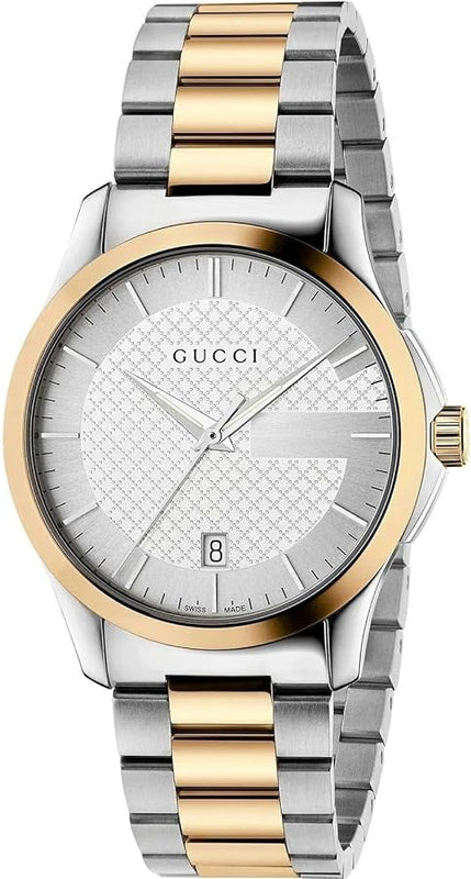  Shop Authentic Gucci G Timeless Quartz Silver Dial Two Tone Steel Strap Watch For Men - YA126450 - Luxxuri