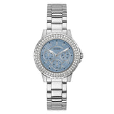  Shop Authentic Guess Crown Jewel Diamonds Blue Dial Silver Steel Strap Watch for Women - GW0410L1 - Luxxuri