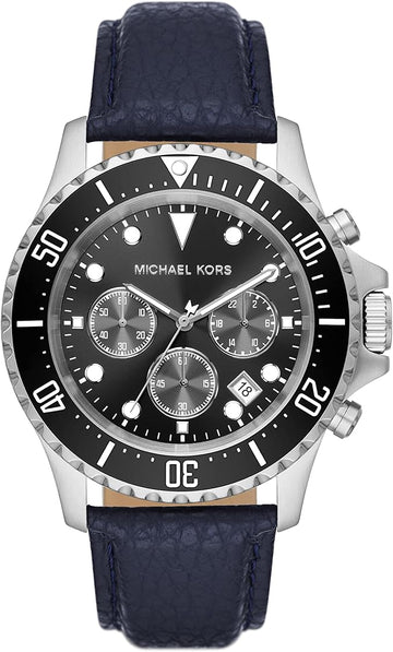  Shop Authentic Michael Kors Everest Chronograph Black Dial Blue Leather Strap Watch For Men - MK9091 - Luxxuri