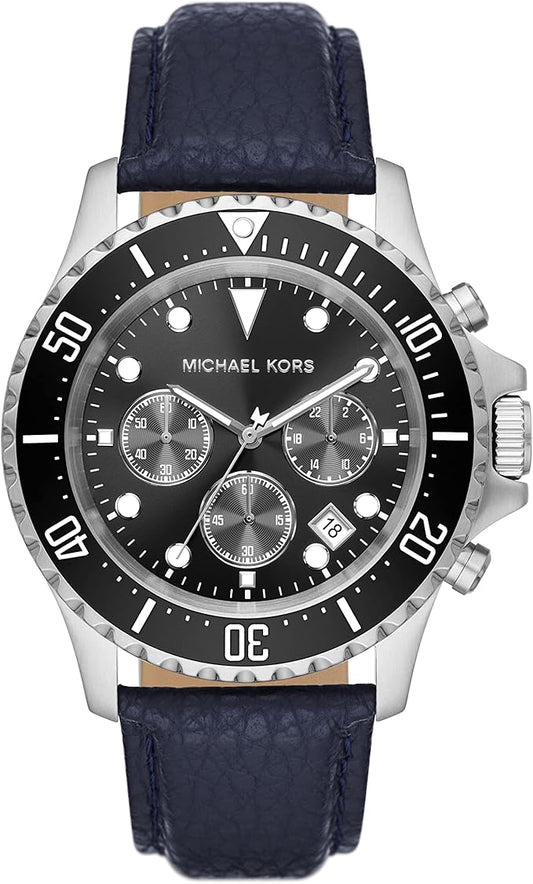  Shop Authentic Michael Kors Everest Chronograph Black Dial Blue Leather Strap Watch For Men - MK9091 - Luxxuri