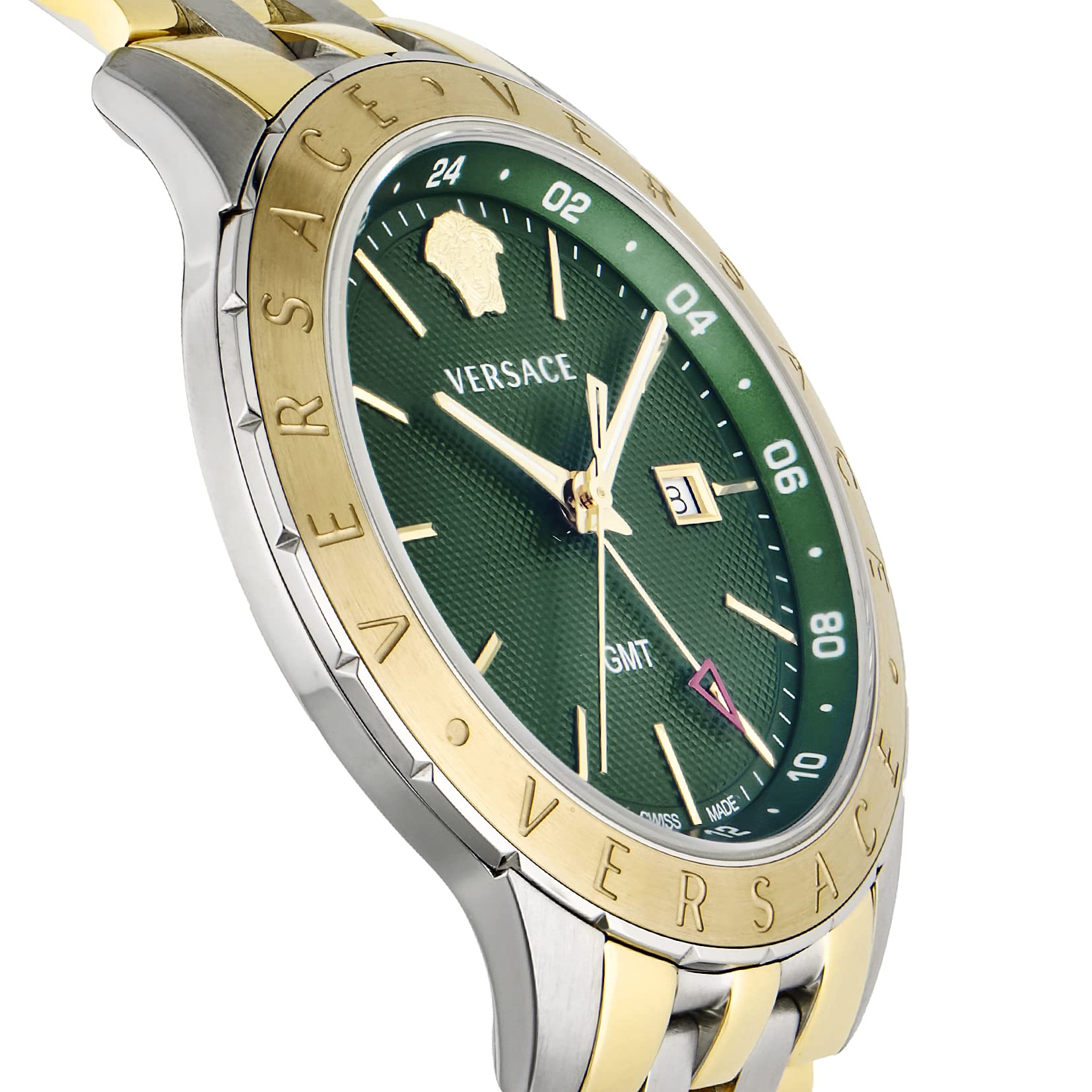  Shop Authentic Versace Univers Quartz Green Dial Two Tone Steel Strap Watch for Men - VEBK00718 - Luxxuri