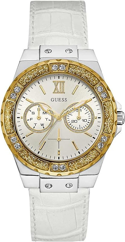  Shop Authentic Guess Limelight Quartz Silver Dial White Leather Strap Watch For Women - W0775l8 - Luxxuri