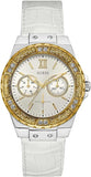  Shop Authentic Guess Limelight Quartz Silver Dial White Leather Strap Watch For Women - W0775l8 - Luxxuri