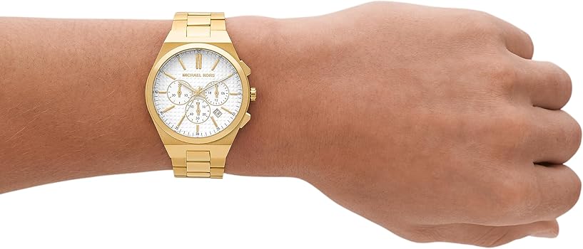  Shop Authentic Michael Kors Lennox Chronograph White Dial Gold Steel Strap Watch For Men - MK9120 - Luxxuri