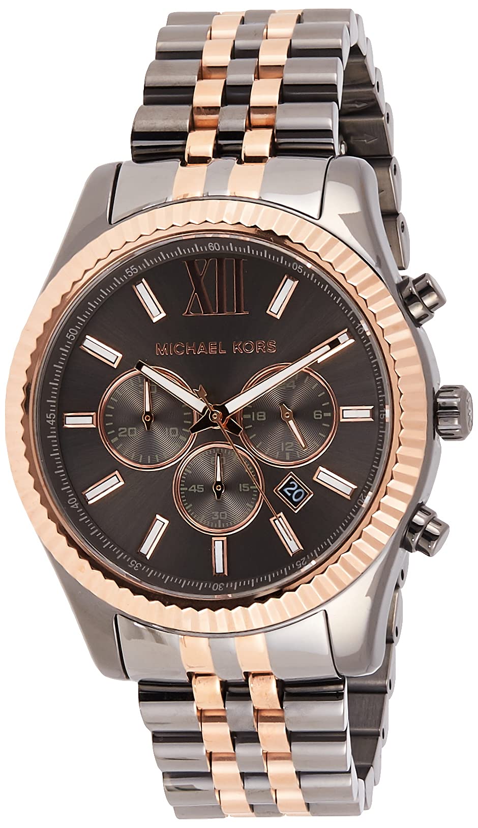  Shop Authentic Michael Kors Lexington Chronograph Black Dial Two Tone Steel Strap Watch for Men - MK8561 - Luxxuri