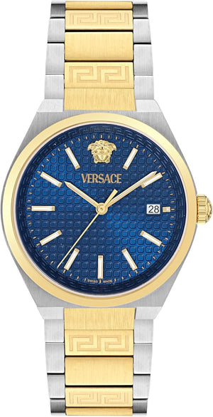  Shop Authentic Versace V-Auria Quartz Blue Dial Two Tone Steel Strap Watch for Men - VE0F00325 - Luxxuri