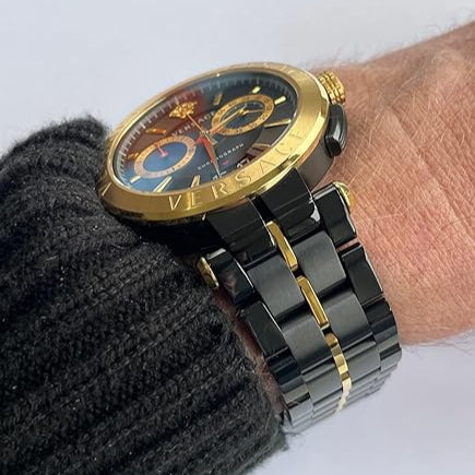  Shop Authentic Versace Aion Chronograph Black Dial Black Steel Strap Watch for Men - VE1D01620 - Luxxuri