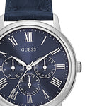  Shop Authentic Guess Wafer Chronograph Quartz Blue Dial Blue Leather Strap Watch For Men - W0496G3 - Luxxuri