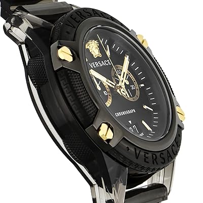  Shop Authentic Versace Icon Active Chronograph Black Dial Black Steel Strap Watch for Men - VEZ700421 - Luxxuri
