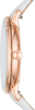 Fossil Jacqueline Quartz Mother of Pearl White Dial White Leather Strap Watch for Women - ES4579