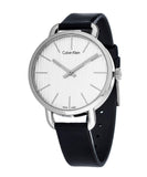  Shop Authentic Calvin Klein Even Silver Black Leather Strap Watch for Women - K7B231C6 - Luxxuri