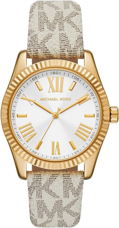  Shop Authentic Michael Kors Lexington Analog Silver Dial White Leather Strap Watch For Women - MK4746 - Luxxuri