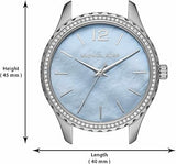 Shop Authentic Michael Kors Layton Chronograph Mother of Pearl Blue Dial Silver Steel Strap Watch For Women - MK6847 - Luxxuri