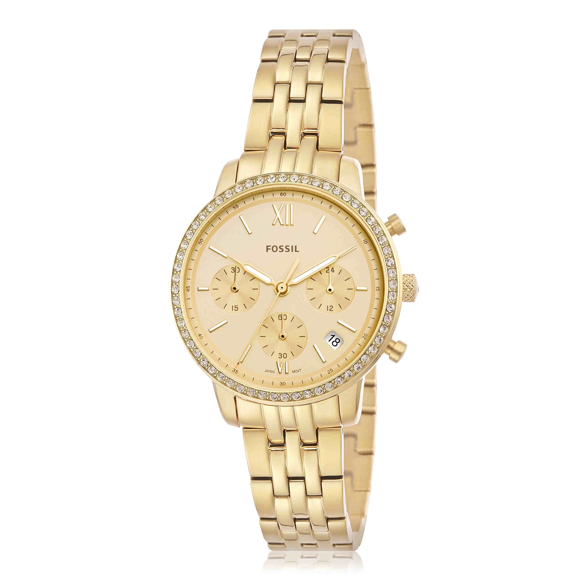  Shop Authentic Fossil Neutra Chronograph Gold Dial Gold Steel Strap Watch for Women - ES5219 - Luxxuri