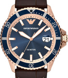  Shop Authentic Emporio Armani Pro Planet Three Hand Date Blue Dial Brown Leather Strap Watch For Men - AR11556 - Luxxuri