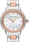  Shop Authentic Emporio Armani Three Hand Quartz Mother of Pearl Dial Two Tone Steel Strap Watch For Women - AR11569 - Luxxuri