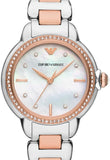  Shop Authentic Emporio Armani Three Hand Quartz Mother of Pearl Dial Two Tone Steel Strap Watch For Women - AR11569 - Luxxuri