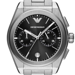  Shop Authentic Emporio Armani Federico Chronograph Black Dial Silver Steel Strap Watch For Men - AR11560 - Luxxuri
