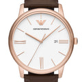 Shop Authentic Emporio Armani Minimalist Quartz White Dial Brown Leather Strap Watch For Men - AR11572 - Luxxuri