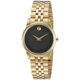  Shop Authentic Movado Museum Classic Quartz Black Dial Gold Steel Strap Watch For Women - 0607005 - Luxxuri