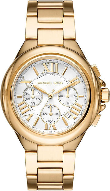  Shop Authentic Michael Kors Camille Chronograph White Dial Gold Steel Strap Watch For Women - MK7270 - Luxxuri