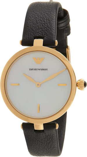  Shop Authentic Emporio Armani Arianna Analog Silver Dial Black Leather Strap Watch For Women - AR11200 - Luxxuri