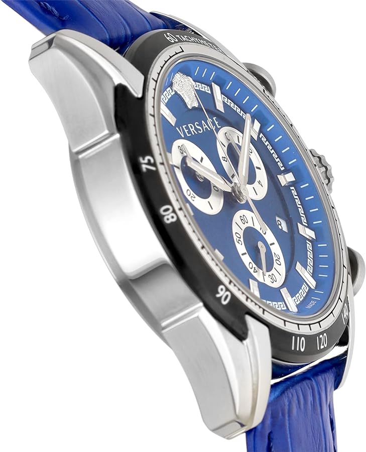  Shop Authentic Versace V-Ray Chronograph Quartz Blue Dial Blue Leather Strap Watch for Men - VE2I00721 - Luxxuri
