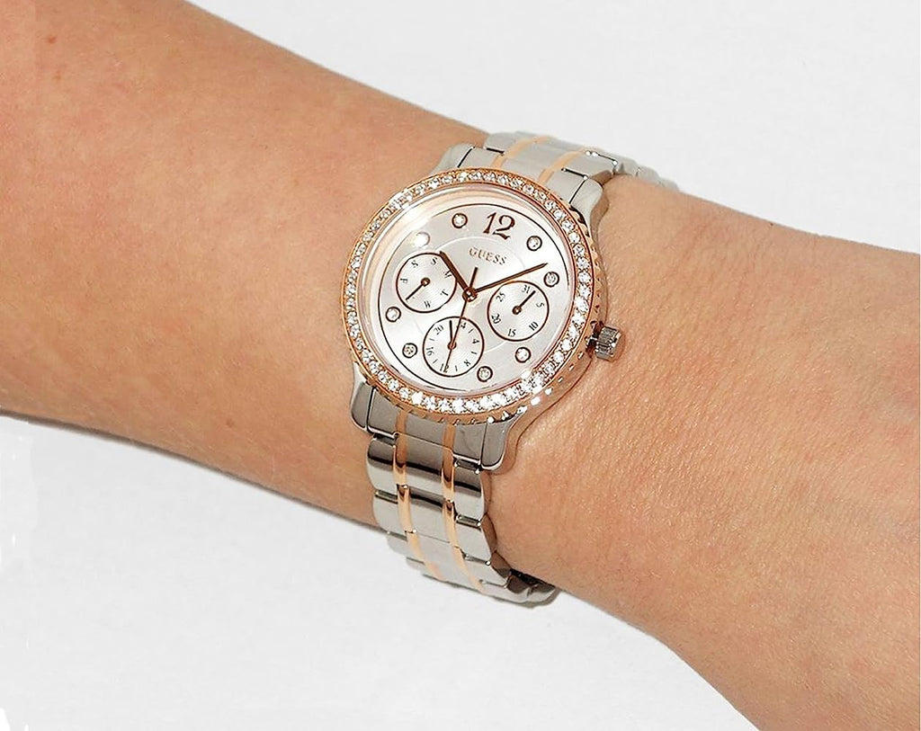  Shop Authentic Guess Enchanting Diamonds Silver Dial Two Tone Steel Strap Watch for Women - W0305L3 - Luxxuri