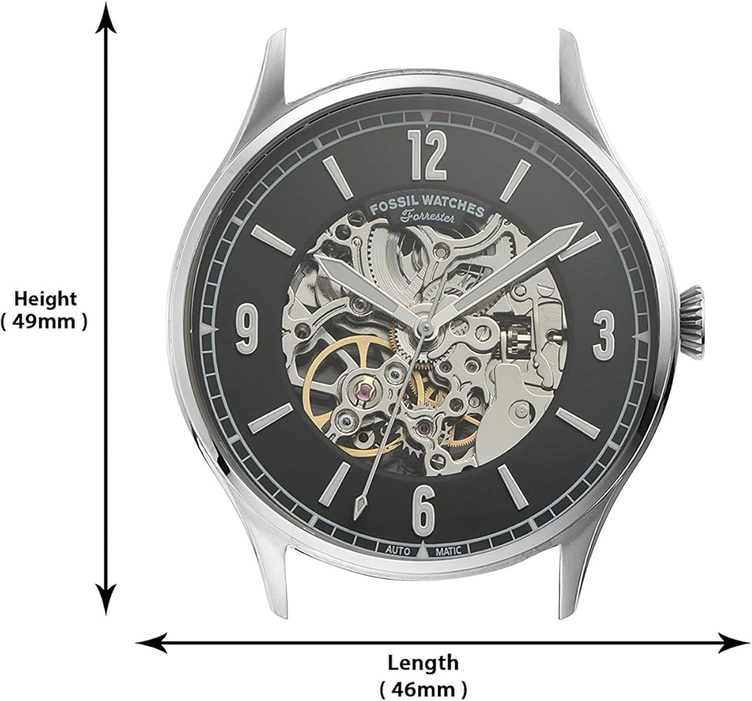  Shop Authentic Fossil Forrester Automatic Skeleton Black Dial Silver Steel Strap Watch for Men - ME3180 - Luxxuri