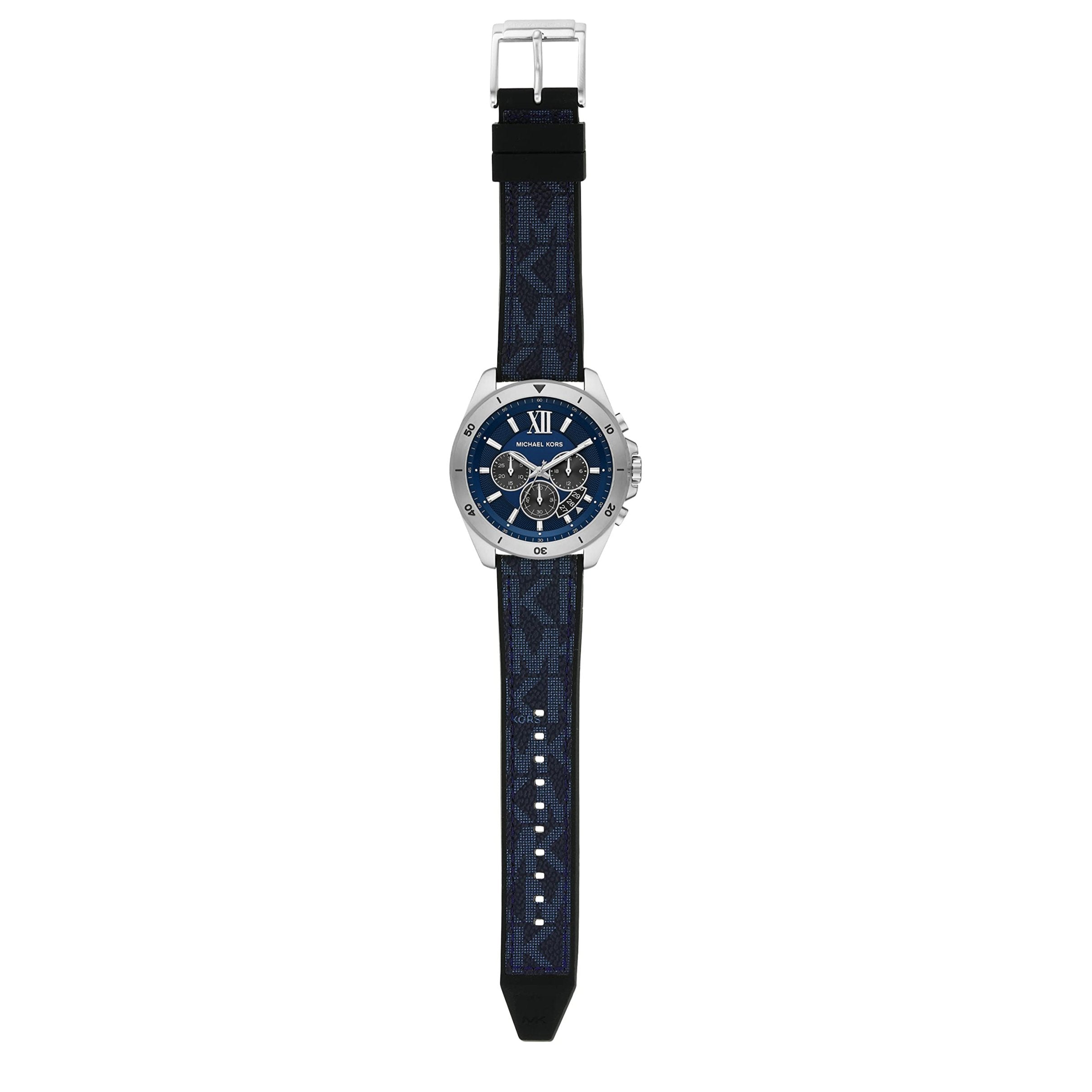 Michael Kors Brecken Chronograph Blue Dial Blue Rubber Strap Watch For Men - MK8923