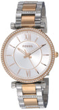  Shop Authentic Fossil Carlie Silver Dial Two Tone Steel Strap Watch for Women - ES4342 - Luxxuri