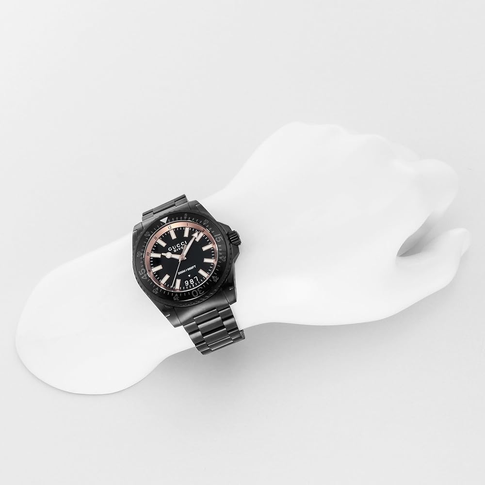  Shop Authentic Gucci Dive Quartz Black Dial Black Steel Strap Watch For Men - YA136213 - Luxxuri
