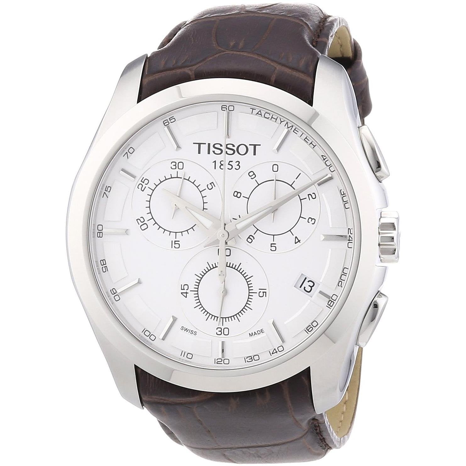  Shop Authentic Tissot Couturier Chronograph White Dial Brown Leather Strap Watch For Men - T035.617.16.031.00 - Luxxuri