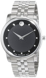  Shop Authentic Movado Museum Diamonds Black Dial Silver Steel Strap Watch For Men - 606878 - Luxxuri