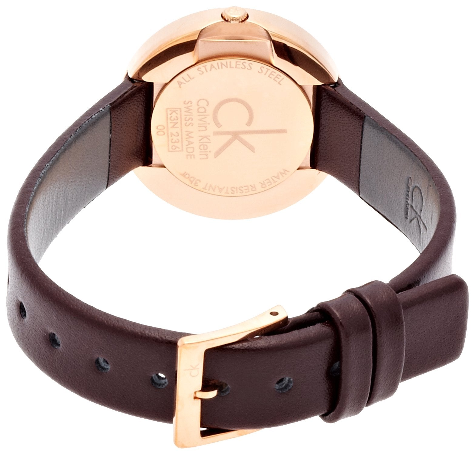  Shop Authentic Calvin Klein Firm White Dial Brown Leather Strap Watch for Women - K3N236G6 - Luxxuri