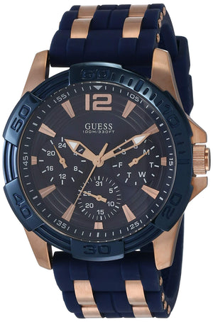  Shop Authentic Guess Oasis Blue Dial Blue & Rose Gold Stainless Steel Strap Watch For Men - W0366G4 - Luxxuri