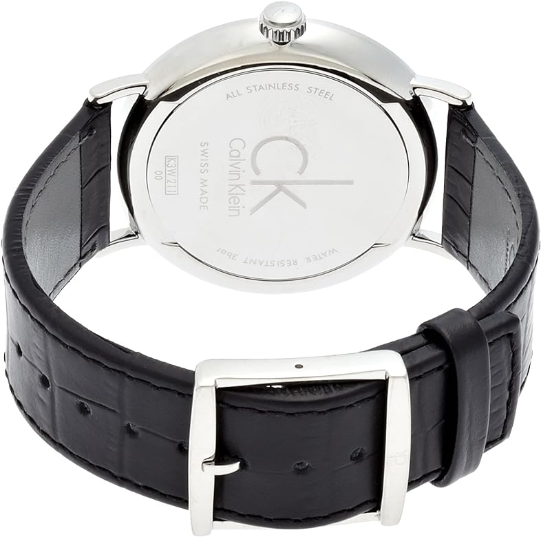  Shop Authentic Calvin Klein Surround Silver Dial Black Leather Strap Watch for Men - K3W211C6 - Luxxuri
