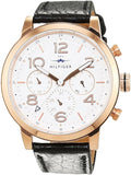  Shop Authentic Tommy Hilfiger Jake Multifunction White Dial Black Leather Strap Watch for Men - 1791236 - Luxxuri