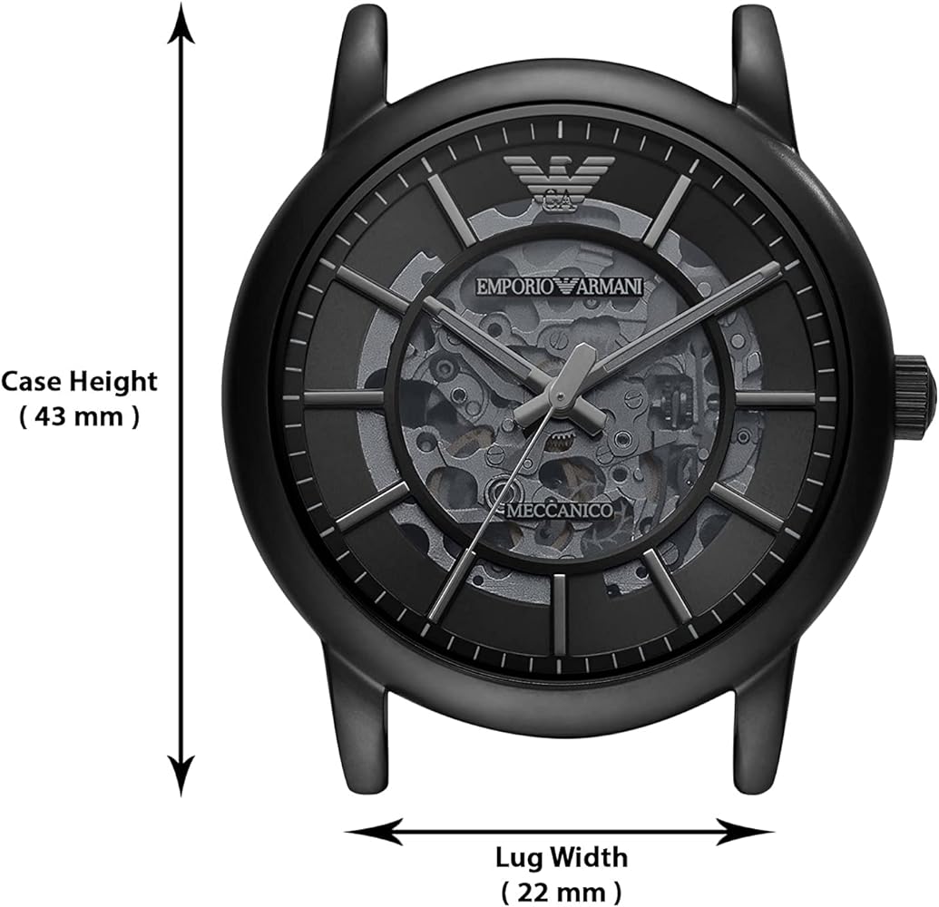  Shop Authentic Emporio Armani Meccanico Automatic Skeleton Dial Black Leather Strap Watch For Men - AR60008 - Luxxuri